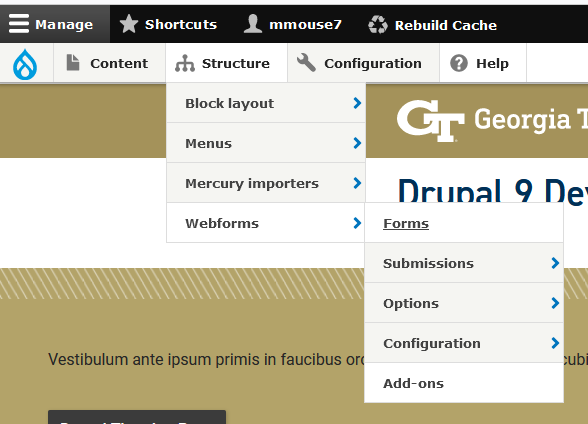 Webform menu image